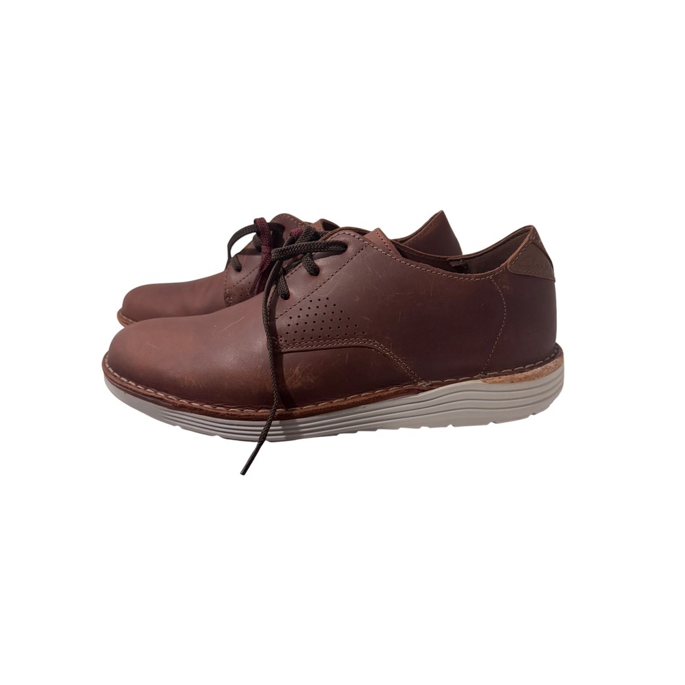 Clark's Leather Oxford Dress Shoes Casual Comfort Brown Lace Up Shoes